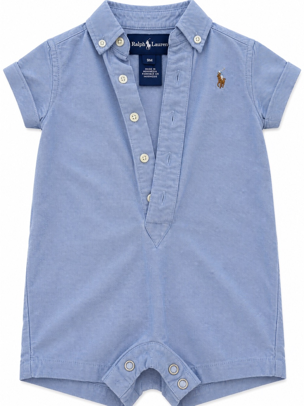 Ralph Lauren Light Blue Cotton Polo Romper